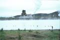 Gorce jezioro i fabryka diatomitu w rejonie Mývatn
